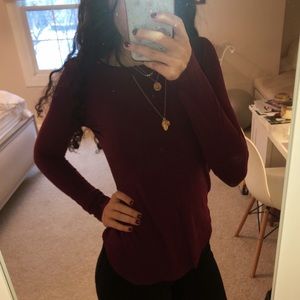 Wine Coloured Long Sleeved Top